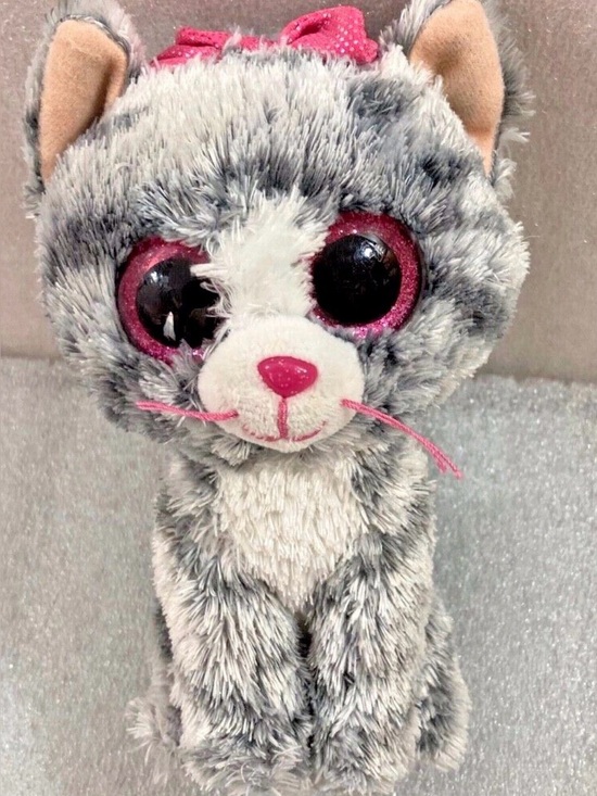 Ty Other - Ty Grey Plush Cat Toy with Pink Accents